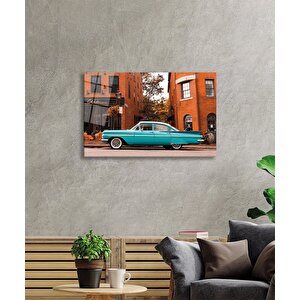 Klasik Araba Sokak Bina Cam Tablo Ev Ve Ofis Duvar Dekoru 36x23 cm
