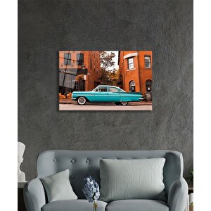 Klasik Araba Sokak Bina Cam Tablo Ev Ve Ofis Duvar Dekoru 110x70 cm
