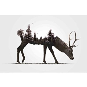 Fütüristik Geyik Manzaracam Tablo 36x23 cm