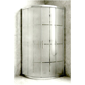 Duşakabin Oval Karomat Desen 5mm Temperli Cam Yükseklik 190 Cm Krom Profil - 100x100 Cm 100x100 cm