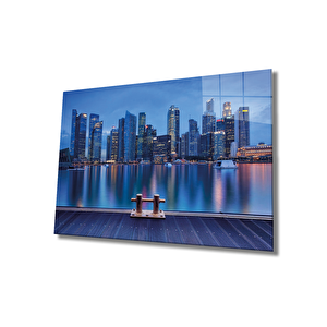 Şehir Manzaralı Cam Tablo 110x70 cm