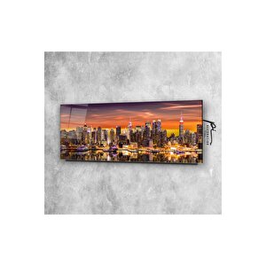 Şehir Manzarası Panoramik Cam Tablo 35x90 cm
