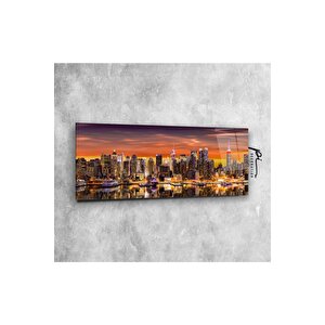 Şehir Manzarası Panoramik Cam Tablo 35x90 cm