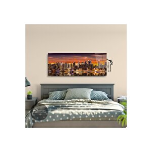Şehir Manzarası Panoramik Cam Tablo 35x90 cm