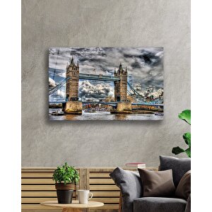 Şehir Köprü Manzara Cam Tablo 36x23 cm