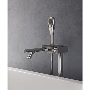 Vitra İstanbul A41819 Joystick Küvet Bataryası, Yerden, El Duşlu Krom