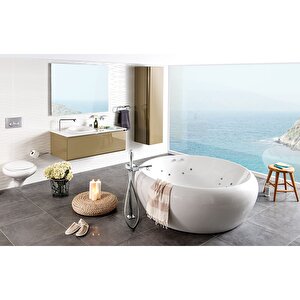 Vitra İstanbul A41819 Joystick Küvet Bataryası, Yerden, El Duşlu Krom