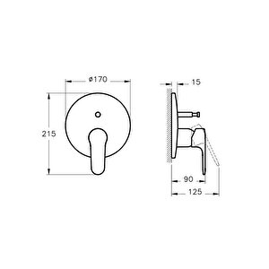 Vitra Root A4272736 Round Ankastre Banyo Bataryası, Sıva Üstü Grubu, Mat Siyah