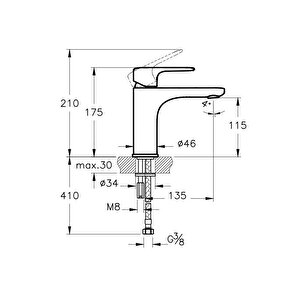 Root Round  A4270636 Yüksek Lavabo Bataryası, Mat Siyah