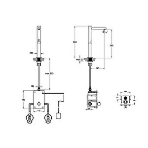 Vitra Origin A4722136wtc Temassız Lavabo Bataryası (elektrikli - Çift Su Girişli), Mat Siyah