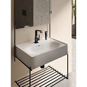 Vitra Suit A4261639 Lavabo Bataryası Yandan, Parlak Siyah