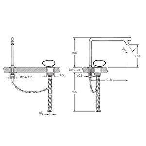 Vitra İstanbul A42304 Lavabo Bataryası, 2 Delikli Lavabolar Için, Krom