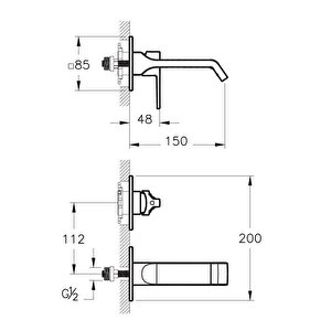 Vitra Suit A4278239 Ankastre Lavabo Bataryası, Sıva Üstü, Parlak Siyah