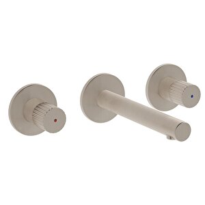 Vitra Origin A4258234 Ankastre Lavabo Bataryası, 3 Rozetli, Sıva Üstü, Fırçalı Nikel