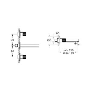 Vitra Origin A4258234 Ankastre Lavabo Bataryası, 3 Rozetli, Sıva Üstü, Fırçalı Nikel