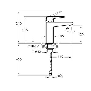 Vitra Root Square A42731enr Blueco Lavabo Bataryası, Yüksek, Krom