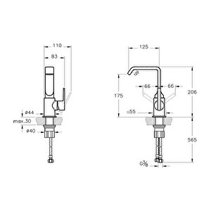 Vitra Suit A42616 Lavabo Bataryası, Yandan Kumandalı, Krom