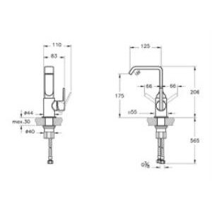 Vitra Suit A42616 Lavabo Bataryası, Yandan Kumandalı, Krom
