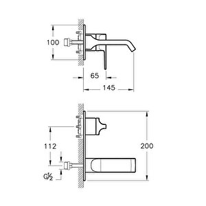 Suit U A4248726 Ankastre Lavabo Bataryası, Sıva Üstü, Bakır