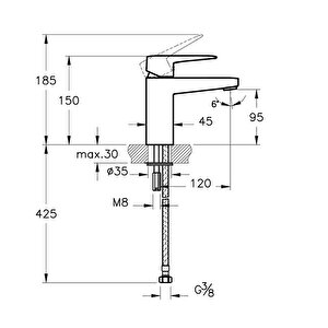 Root Square A42732enr Blueco Lavabo Bataryası, Krom