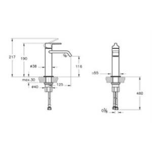 Vitra Suit A42816 Lavabo Bataryası, Üstten Kumandalı, Krom