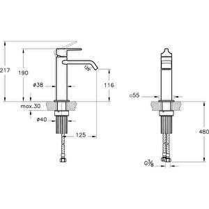 Vitra Suit A42816 Lavabo Bataryası, Üstten Kumandalı, Krom