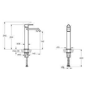 Vitra Suit A42814 Çanak Lavabo Bataryası, Üstten Kumandalı, Krom