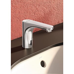 Vitra Root Round A47120 Temassız Lavabo Bataryası, Pilli, Çift Su Girişli, Krom