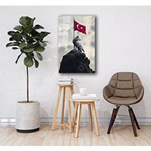 Kurt Ve Türk Bayrağı Cam Tablo 50x70 cm