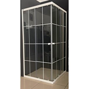 Duşakabin Kare Beyaz Çizgi - Ölçü : 120x120 Cm 120x120 cm