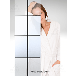 Durul Duşakabin Kare Beyaz Çizgi Ortası Buzlu 5mm Yükseklik 190 Cm - Ölçü : 90x140 Cm