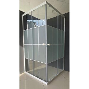 Duşakabin Kare Beyaz Çizgi Ortası Buzlu - Ölçü : 85x100 Cm 85x100 cm