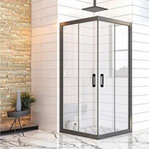 Duşakabin Kare Siyah Profil Şeffaf Cam 5mm H:190 75x130 Cm 75x130 cm