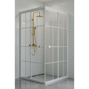 Duşakabin Kare Beyaz Çizgi - Ölçü : 105x120 Cm 105x120 cm