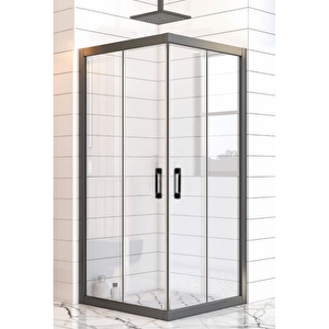 Duşakabin Kare Siyah Profil Şeffaf Cam 5mm H:190 75x115 Cm 75x115 cm