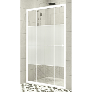 Duşakabin Ön Cephe Beyaz Çizgi Ortası Buzlu - Ölçü : 155 Cm 155 cm