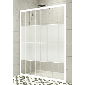 Duşakabin Ön Cephe Beyaz Çizgi Ortası Buzlu - Ölçü : 118 Cm 118 cm