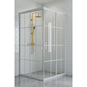 Duşakabin Kare Beyaz Çizgi 5mm Yükseklik 190 Cm - Ölçü : 75x85 Cm 75x85 cm