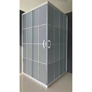 Duşakabin Kare Beyaz Çizgi Komple Buzlu 5mm Yükseklik 190 Cm - Ölçü : 95x100 Cm 95x100 cm