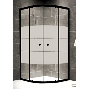 Duşakabin Oval Siyah Profil Kumlama Box Desen - Ölçü : 80x80 Cm 80x80 cm