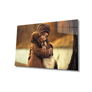 Çocuk Ve Köpek Cam Tablo 36x23 cm