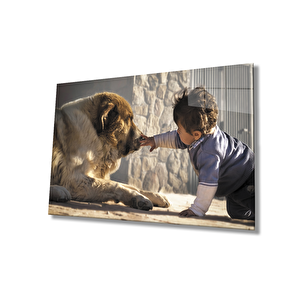 Çocuk Ve Köpek Cam Tablo 36x23 cm