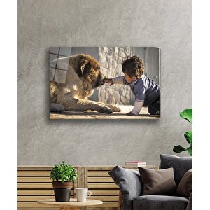 Çocuk Ve Köpek Cam Tablo 50x70 cm