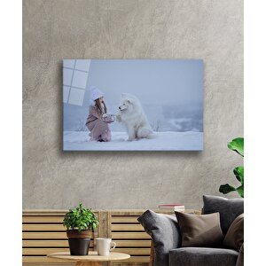 Çocuk Ve Köpek Cam Tablo 36x23 cm