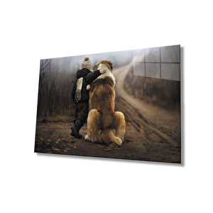 Çocuk Ve Köpek Cam Tablo 90x60 cm