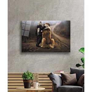 Çocuk Ve Köpek Cam Tablo 90x60 cm