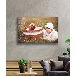 Bebek Ve Köpek Cam Tablo 36x23 cm