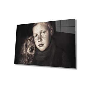 Köpek Ve Çocuk Cam Tablo 50x70 cm