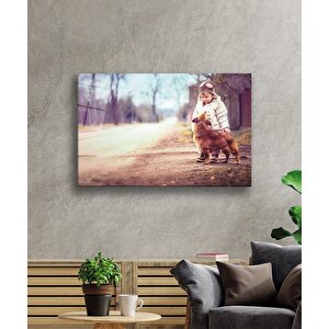 Çocuk Ve Köpek Cam Tablo 36x23 cm