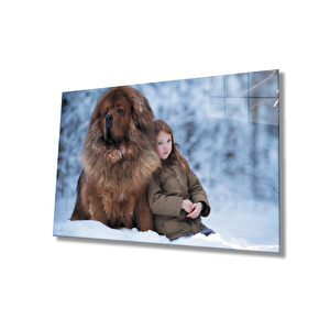 Çocuk Ve Köpek Cam Tablo 36x23 cm